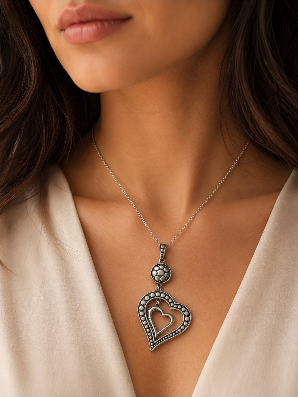 Silver Tone Heart Pendant - Women's Silver Heart Jewelry